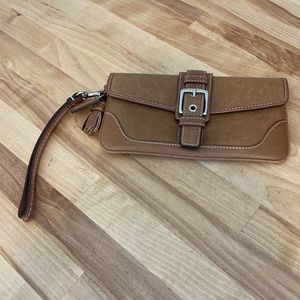 Coach Brown Leather Tassel Wristlet